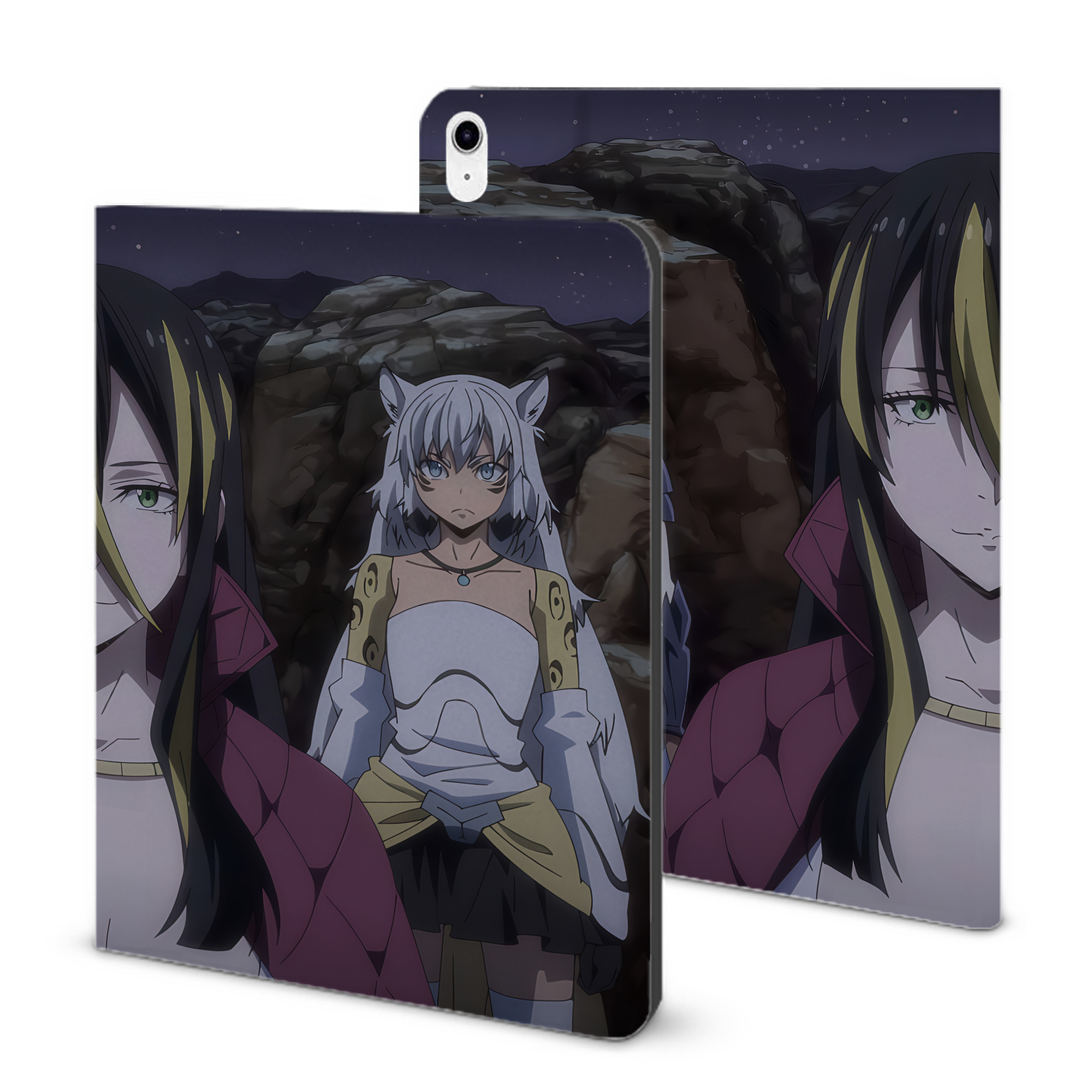 （画像用） 転スラ Regarding Reincarnated to Slime IPad ケース ブック型 PUレザー TPU 耐衝撃 軽量 薄型 ペン収納なし 全面保護 IPad 各モデル対応